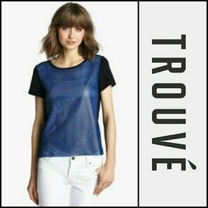 NEW~ 😎 TROUVÉ PERFORATED LEATHER TEE